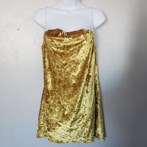 Show Me Your Mumu Women's Small Golden Yellow Crushed Velvet Mini Dress Sexy